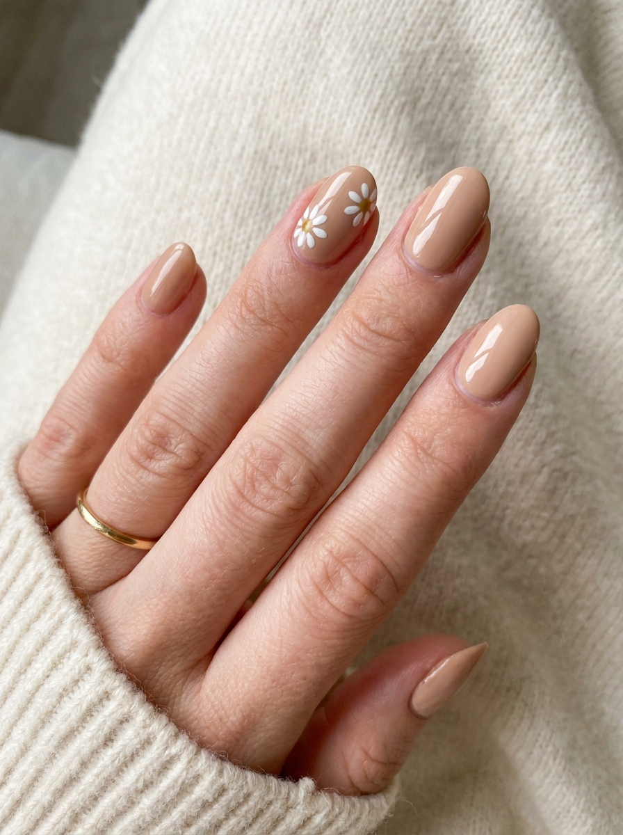 Mini Daisy Fall Nails als Cute Fall Nails Inspiration 2026
